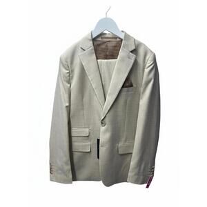 NEW CLOUD CLOTH boy's chambray textured suit in sand